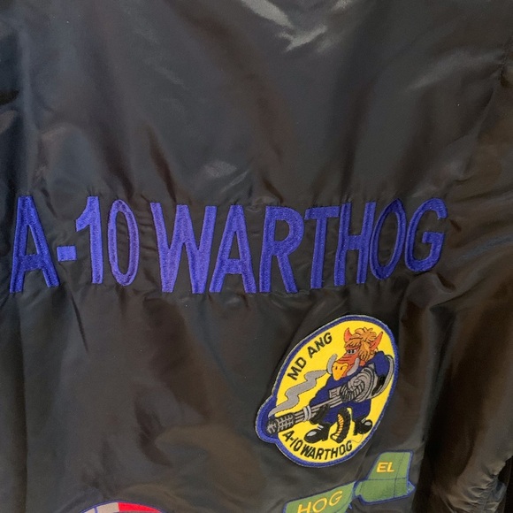 💙 RETRO Alpha Industries Military Bomber style Jacket with Embroidered Patches - Picture 9 of 12
